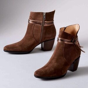 Sundance Liliana Ankle Boots US 9.5/EU 40 Western Suede Brown Copper Spain